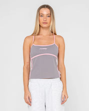 RUSTY FREO KING FITTED TOP WOMENS RETRO SURF T-SHIRT ULTIMATE GREY