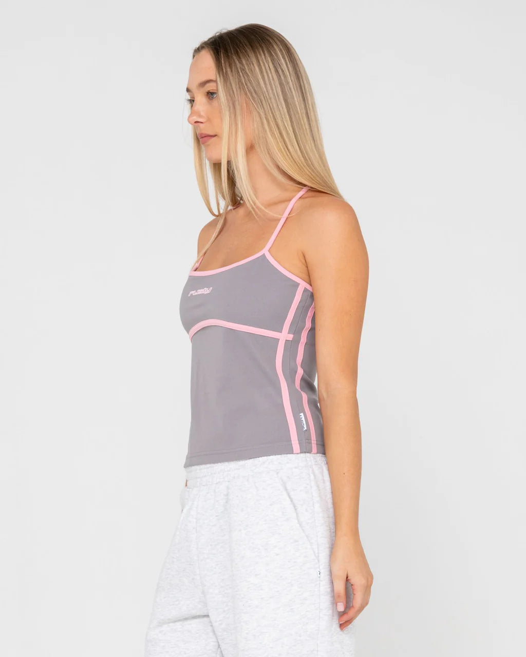 RUSTY FREO KING FITTED TOP WOMENS RETRO SURF T-SHIRT ULTIMATE GREY