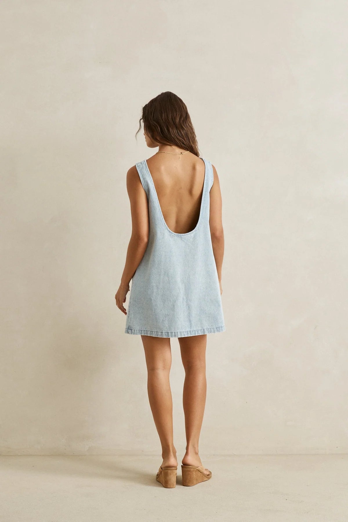 RHYTHM RILEY DENIM MINI DRESS - LIGHT WASH