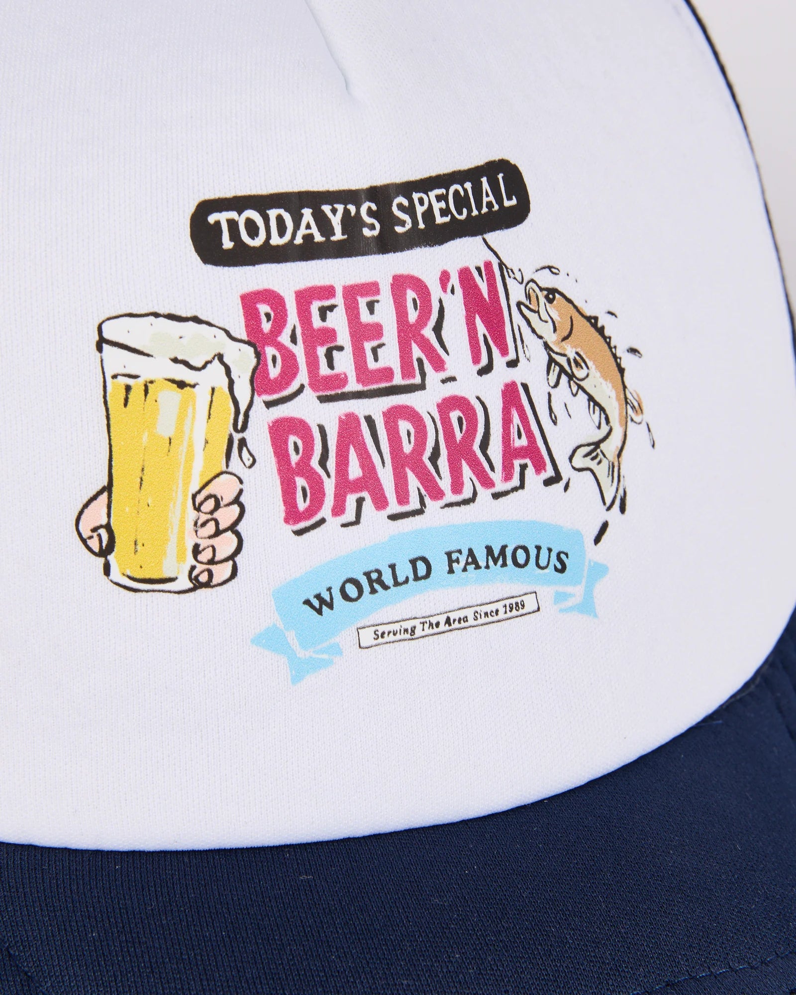 GENERAL STORE MERCH BEER & BARRA TRUCKER CAP – NAVY
