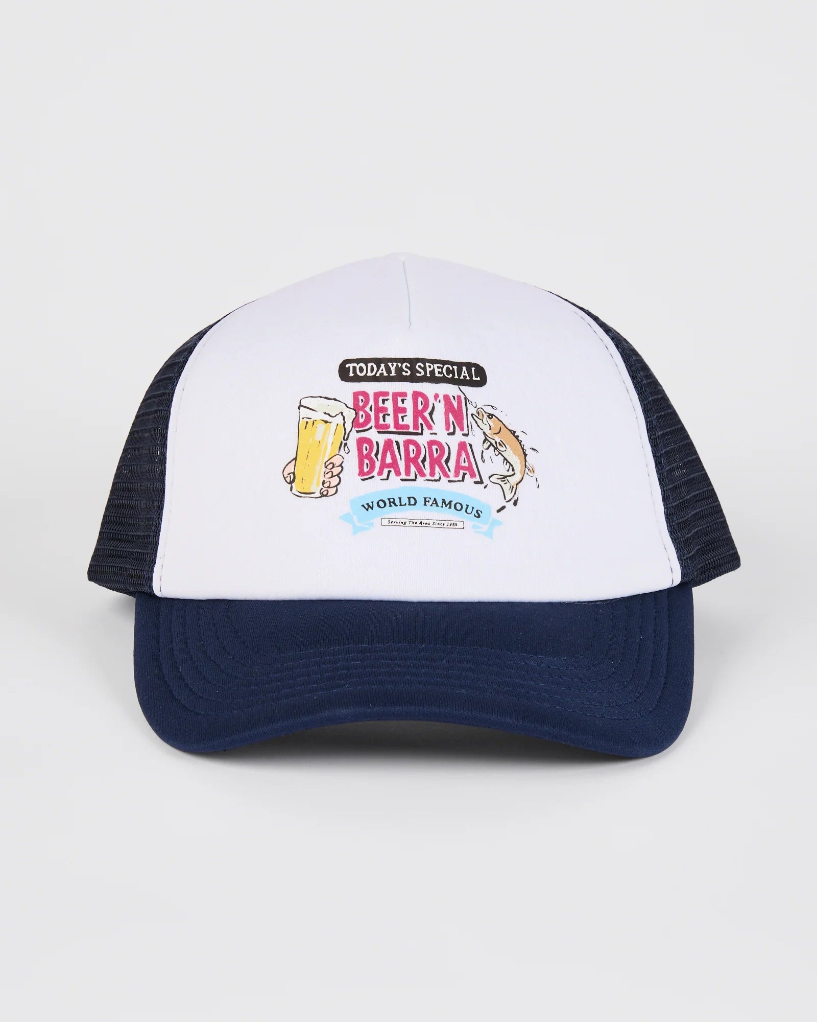 GENERAL STORE MERCH BEER & BARRA TRUCKER CAP – NAVY