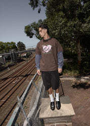 AFENDS GENUINE SENTIMENT HEAVYWEIGHT BOXY TEE RECYCLED COFFEE