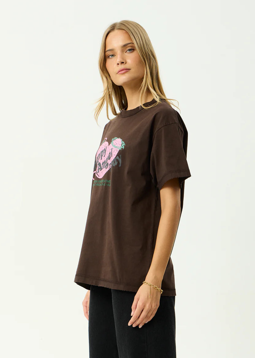 AFENDS GENUINE SENTIMENT HEAVYWEIGHT BOXY TEE RECYCLED COFFEE