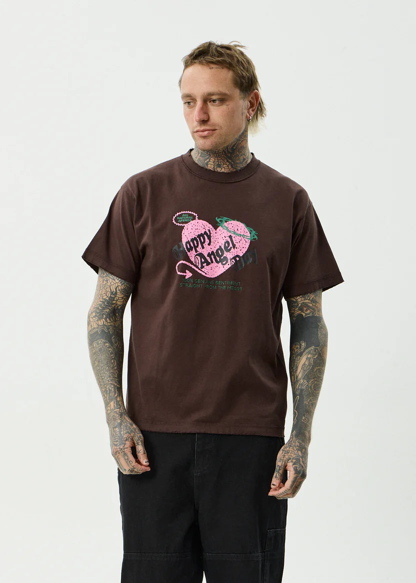 AFENDS GENUINE SENTIMENT HEAVYWEIGHT BOXY TEE RECYCLED COFFEE