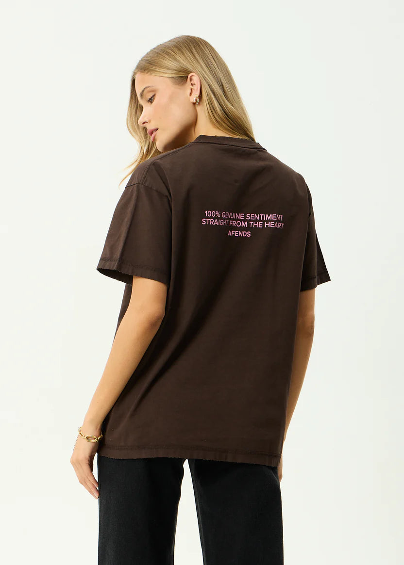 AFENDS GENUINE SENTIMENT HEAVYWEIGHT BOXY TEE RECYCLED COFFEE