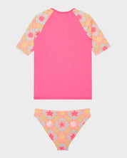ROXY GIRLS CHECK LYCRA RASH VEST SET TODDLER SWIM PLUMERIA PRINT