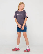 RUSTY GIRLS MINI TIMMY OVERSIZED TEE SURF STREET T-SHIRT CARBON PINK