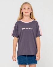 RUSTY GIRLS MINI TIMMY OVERSIZED TEE SURF STREET T-SHIRT CARBON PINK