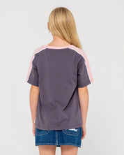 RUSTY GIRLS MINI TIMMY OVERSIZED TEE SURF STREET T-SHIRT CARBON PINK