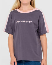 RUSTY GIRLS MINI TIMMY OVERSIZED TEE SURF STREET T-SHIRT CARBON PINK