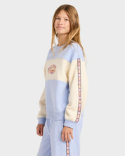 BILLABONG GIRLS OLD DAYZ CREW NECK SWEATSHIRT 6-16 TWILIGHT BLUE SURF JUMPER