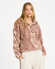 BILLABONG GO FOR IT HALF ZIP FLEECE PULLOVER BROWNSTONE