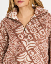 BILLABONG GO FOR IT HALF ZIP FLEECE PULLOVER BROWNSTONE