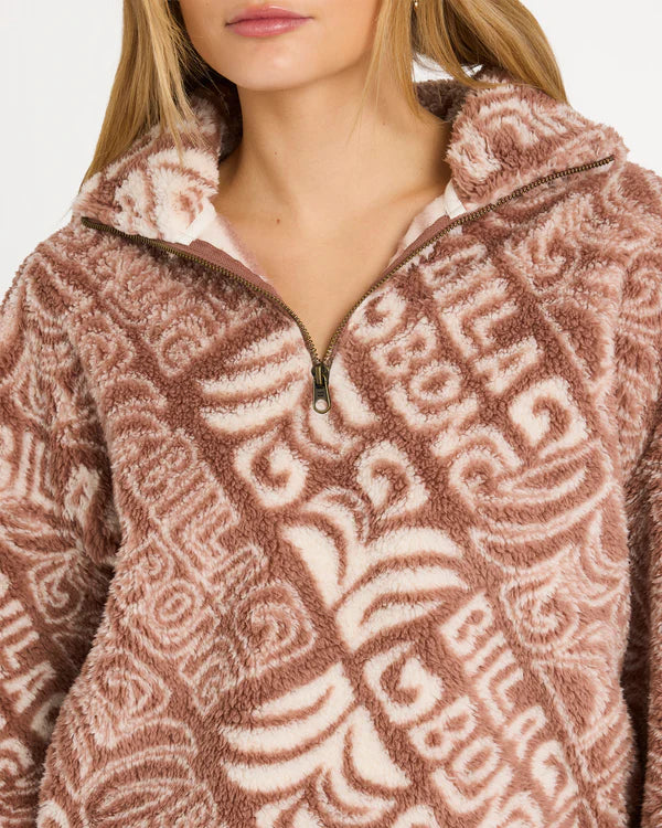 BILLABONG GO FOR IT HALF ZIP FLEECE PULLOVER BROWNSTONE