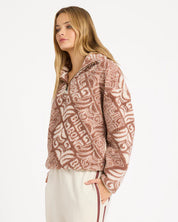 BILLABONG GO FOR IT HALF ZIP FLEECE PULLOVER BROWNSTONE