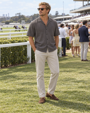 INDUSTRIE WASHED MARBELLA SHORT SLEEVE SHIRT - GUNMETAL