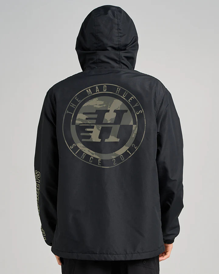THE MAD HUEYS H SERIES SPLIT SPRAY JACKET MEN’S WATER RESISTANT FLEECE LINED BLACK