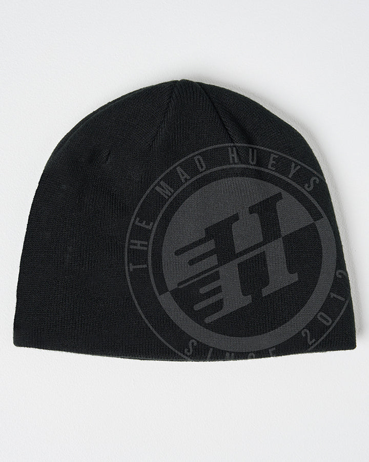 THE MAD HUEYS H SERIES SPLIT STRAIGHT BEANIE MEN’S KNIT BEANIE BLACK