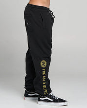 THE MAD HUEYS H SERIES SPLIT TRACKPANT MEN’S FLEECE LOUNGE PANTS BLACK
