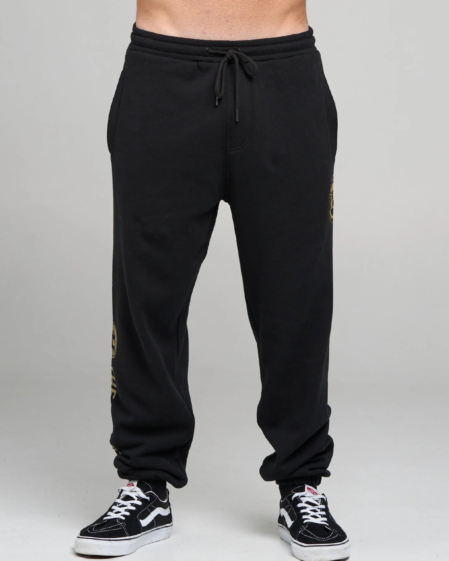 THE MAD HUEYS H SERIES SPLIT TRACKPANT MEN’S FLEECE LOUNGE PANTS BLACK
