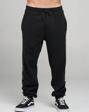 THE MAD HUEYS H SERIES SPLIT TRACKPANT MEN’S FLEECE LOUNGE PANTS BLACK