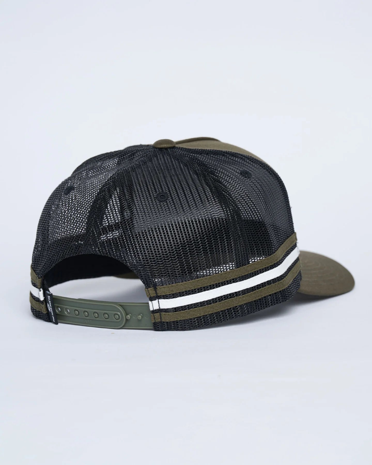 THE MAD HUEYS H SERIES SPLIT TWILL TRUCKER CAP MEN’S MESH SNAPBACK OLIVE