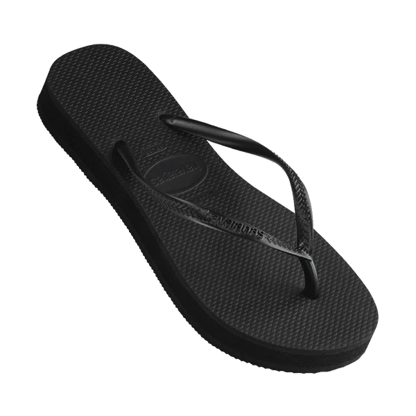 HAVAIANAS SLIM FLATFORM THONGS – BLACK