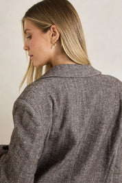 RHYTHM HERRINGBONE BLAZER WOMENS BOYFRIEND FIT CAFE