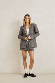 RHYTHM HERRINGBONE BLAZER WOMENS BOYFRIEND FIT CAFE