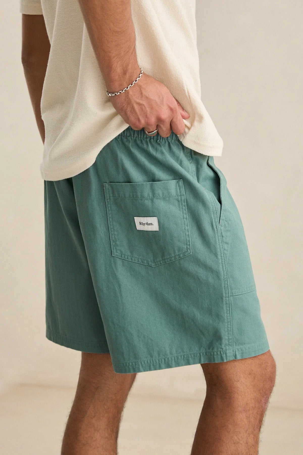 RHYTHM HERRINGBONE JAM MENS ELASTIC WAIST SHORT SEA FOAM