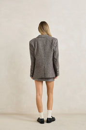 RHYTHM HERRINGBONE MINI SKIRT WOMENS TAILORED CAFE