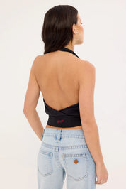 RUSTY HONEY HALTER TOP WOMENS BLACK