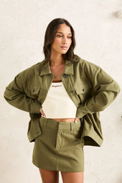 RHYTHM ESSENTIAL OVERSIZED JACKET WOMENS UTILITY TWILL JACKET OLIVE STREETWEAR