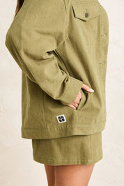 RHYTHM ESSENTIAL OVERSIZED JACKET WOMENS UTILITY TWILL JACKET OLIVE STREETWEAR