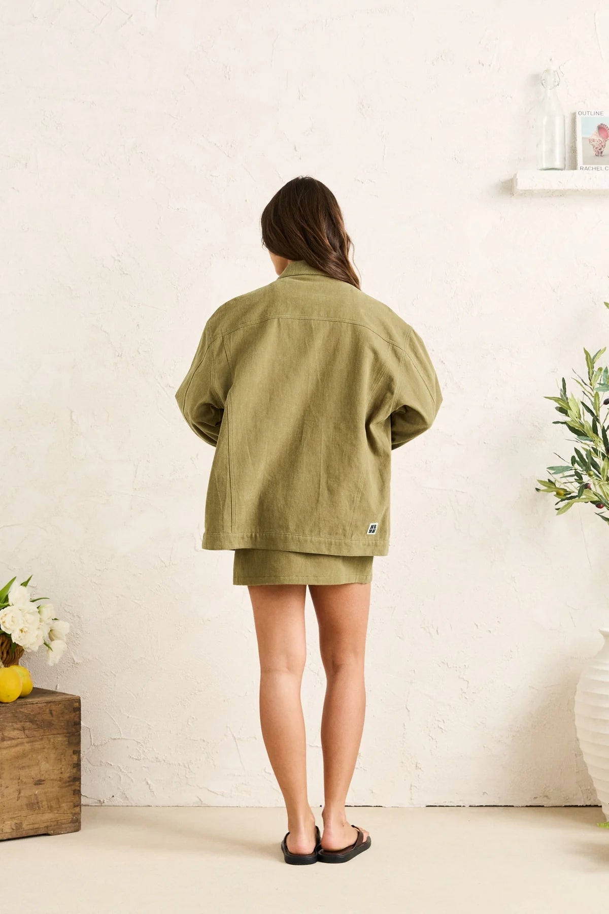 RHYTHM ESSENTIAL OVERSIZED JACKET WOMENS UTILITY TWILL JACKET OLIVE STREETWEAR