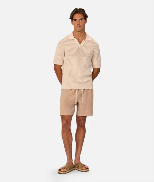 INDUSTRIE BELLANO POLO MENS PREMIUM SMART CASUAL SHORT SLEEVE POLO – OATMEAL MARLE