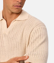 INDUSTRIE BELLANO POLO MENS PREMIUM SMART CASUAL SHORT SLEEVE POLO – OATMEAL MARLE