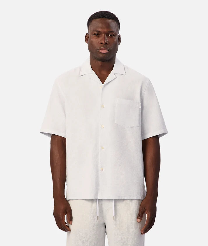 INDUSTRIE THE CHECK MARBELLA SHORT SLEEVE SHIRT – SKY / OFF WHITE