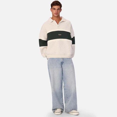 INDUSTRIE THE EASTBOURNE TRACK TOP – OATMEAL RICH GREEN
