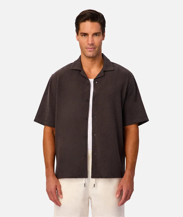 INDUSTRIE MARBELLA SHORT SLEEVE SHIRT - UMBER