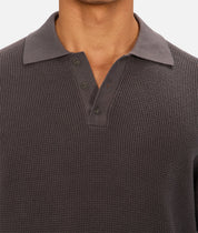 INDUSTRIE RAVENNA WAFFLE KNIT POLO - SLATE 25