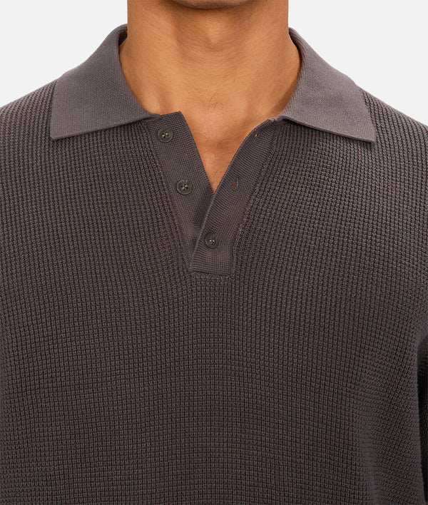 INDUSTRIE RAVENNA WAFFLE KNIT POLO - SLATE 25