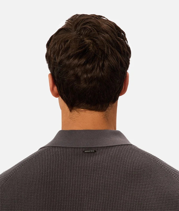 INDUSTRIE RAVENNA WAFFLE KNIT POLO - SLATE 25
