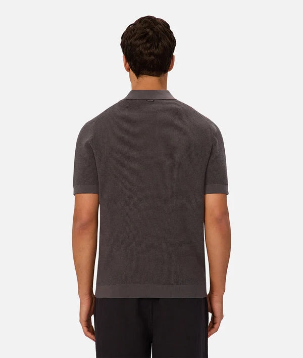 INDUSTRIE RAVENNA WAFFLE KNIT POLO - SLATE 25