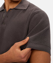 INDUSTRIE RAVENNA WAFFLE KNIT POLO - SLATE 25