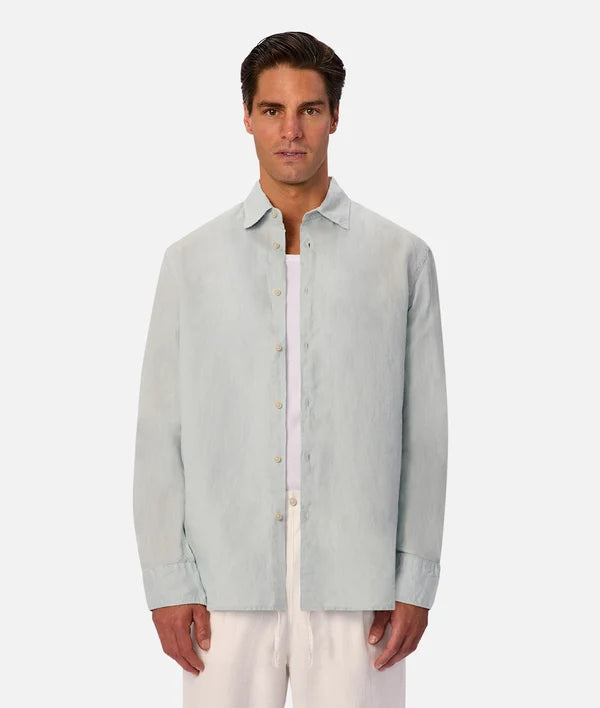 INDUSTRIE ST MARTINS LONG SLEEVE LINEN SHIRT - BLUE HAZE