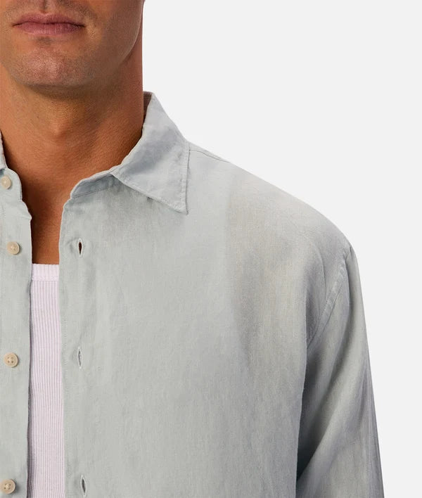 INDUSTRIE ST MARTINS LONG SLEEVE LINEN SHIRT - BLUE HAZE