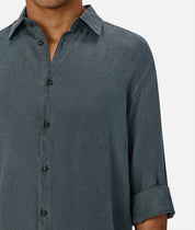 INDUSTRIE ST MARTINS LONG SLEEVE LINEN SHIRT MENS LIGHTWEIGHT SUMMER FIT – DEEP OCEAN
