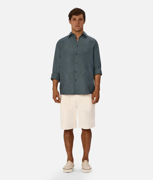 INDUSTRIE ST MARTINS LONG SLEEVE LINEN SHIRT MENS LIGHTWEIGHT SUMMER FIT – DEEP OCEAN