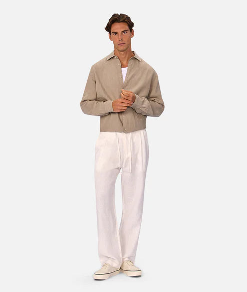 INDUSTRIE ST MARTINS LONG SLEEVE LINEN SHIRT MENS LIGHTWEIGHT SUMMER FIT – FAWN